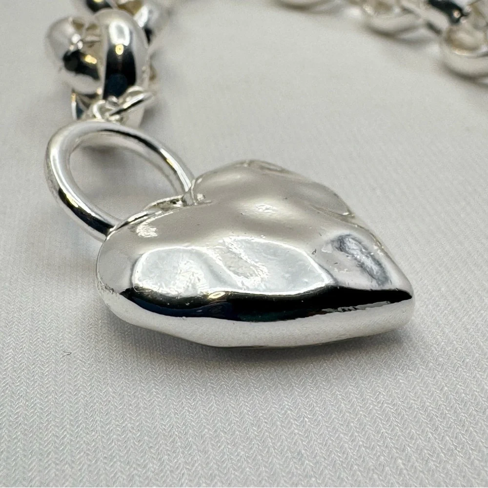 Calvin Klein Silver Chunky Chain Heart Toggle Bracelet NWT